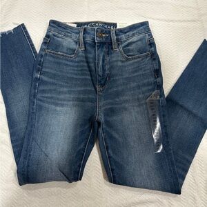 American Eagle Outfitters Women's Dark Blue Skinny Jeans